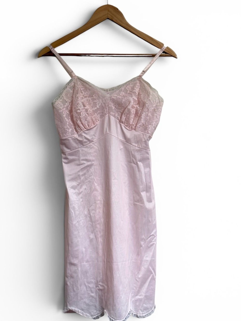 Light Pink Lace & Y2K Satin Slip Dress Adjustable Straps Milkmaid Whimsyfairy